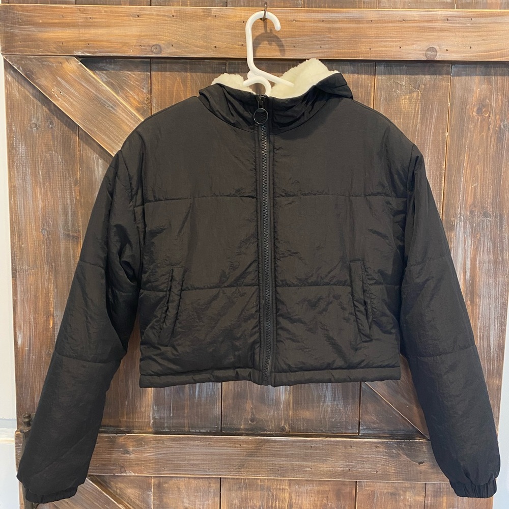 L.A. Hearts Black Cropped Puffer Jacket